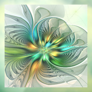Colorful Fantasy Modern Abstract Flower Fractal Raamsticker