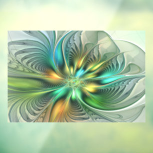 Colorful Fantasy Modern Abstract Flower Fractal Raamsticker