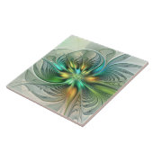 Colorful Fantasy Modern Abstract Flower Fractal Tegeltje (Zijkant)
