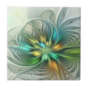 Colorful Fantasy Modern Abstract Flower Fractal Tegeltje