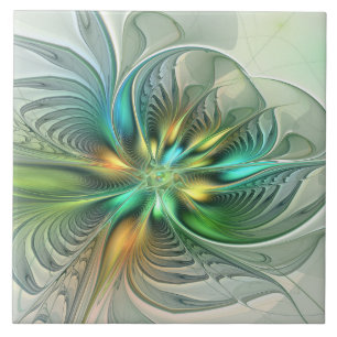 Colorful Fantasy Modern Abstract Flower Fractal Tegeltje