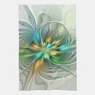 Colorful Fantasy Modern Abstract Flower Fractal Theedoek