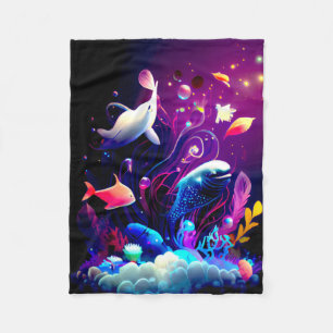 COLORFUL FANTASY ZEE CREATURES FLEECE BLANKET DEKEN