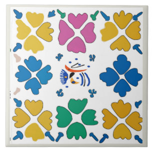 Colorful Fauvist Flowers & Shapes Tegeltje