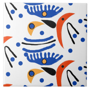 Colorful Fauvist Shapes Ceramic Tile Tegeltje