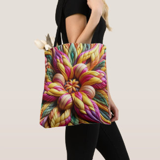 Colorful Faux Basketweave Tote  Draagtas
