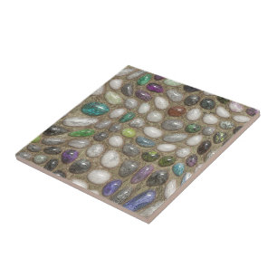 Colorful Faux Shiny 3D Rock Stones Pattern Tegeltje