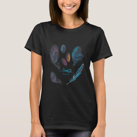 Colorful feather love t-shirt (Voorkant)