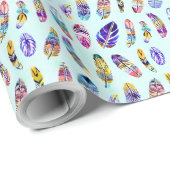 Colorful Feather Pattern Cadeaupapier (Rol Hoek)
