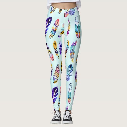 Colorful Feather Pattern Leggings (Voorkant)