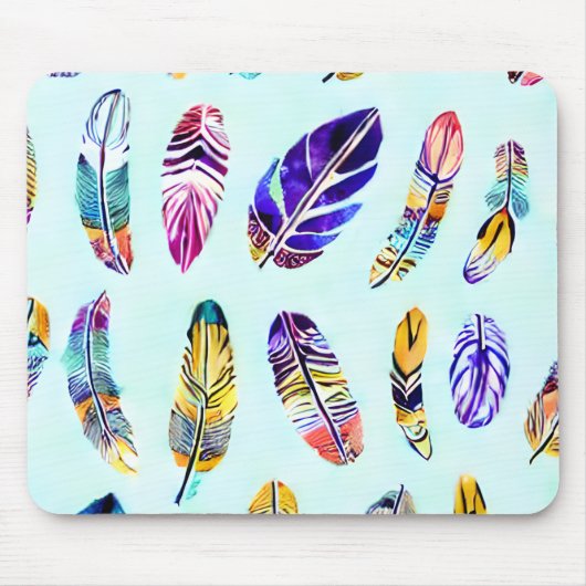 Colorful Feather Pattern Muismat (Voorkant)