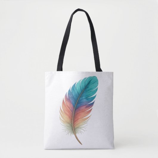 Colorful Feather Tote Bag – Boho Art Style (Voorkant)