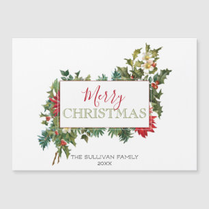 Colorful Festive Merry kerstFloral met label