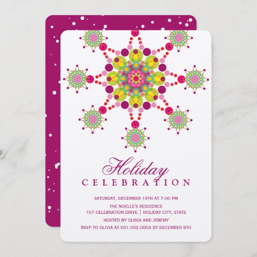 Colorful Festive Star Élégant Invitation de fête d (Devant / Derrière)