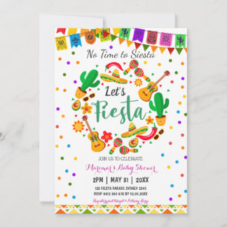 Colorful Fiesta Mexican Culture Cactus Baby shower Kaart