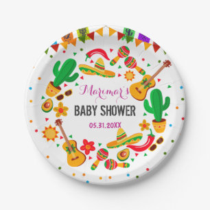 Colorful Fiesta Mexican Culture Cactus Baby shower Papieren Bordje