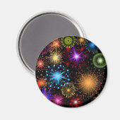Colorful Fireworks Nieuwjaar Magneet (Voorkant / Achterkant)