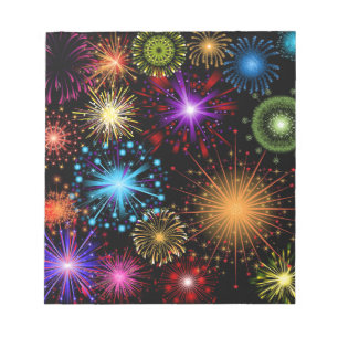 Colorful Fireworks Nieuwjaar Notitieblok