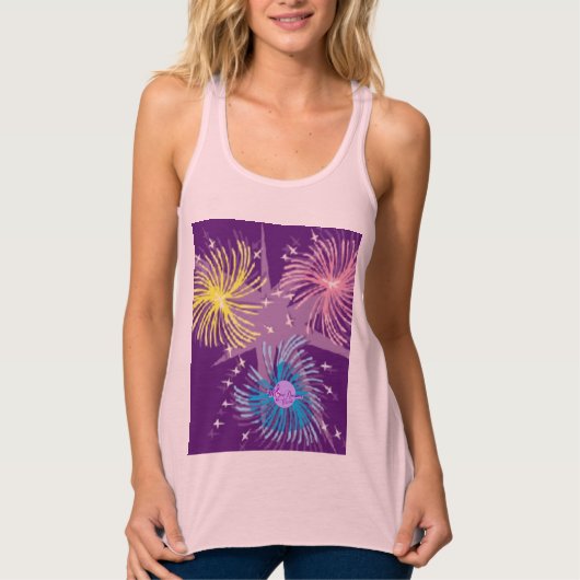 Colorful Fireworks Paars Racerback Tanktop (Voorkant)