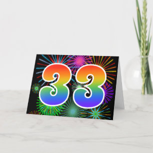 Colorful Fireworks + Rainbow Pattern "33" Event # Kaart