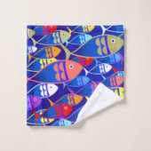 Colorful Fish Art Deco Design Bad Handdoek (Wasdoekje)