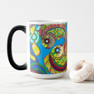 Colorful Fish & Floral Art Mug Magische Mok