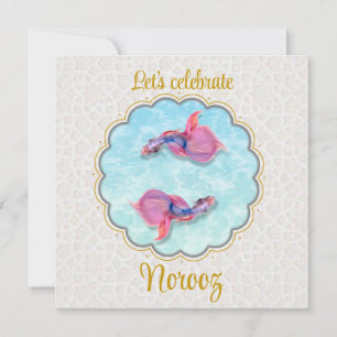 Colorful Fish Happy Norooz Mubarak Orient Pattern Kaart