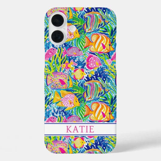 Colorful Fish Monogrammed Case-Mate iPhone Case (Achterkant)