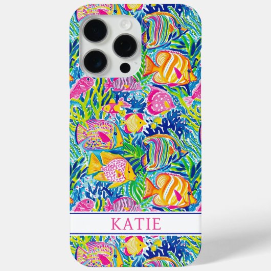 Colorful Fish Monogrammed Case-Mate iPhone Case (Achterkant)