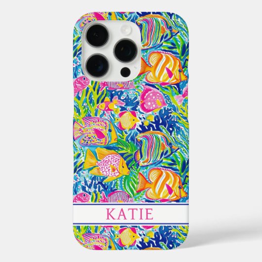 Colorful Fish Monogrammed Case-Mate iPhone Case (Achterkant)