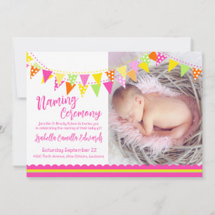 Colorful flags meiden baby naming nodigen kaart