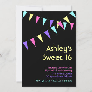 Colorful Flags Sweet 16 Uitnodiging