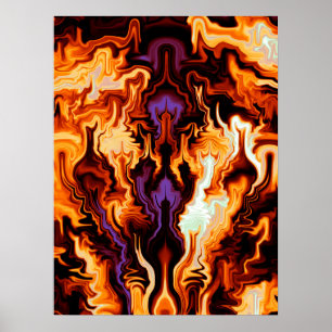 Colorful Flames Fractal Poster