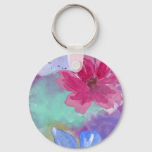 Colorful Floral Art Keychain