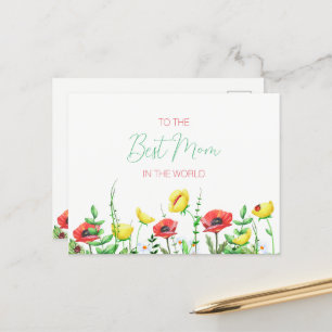 Colorful Floral Border Modern Typografie Beste mam Briefkaart