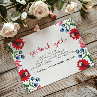 Colorful Floral Botanical Modern Spanish Wedding Informatiekaartje