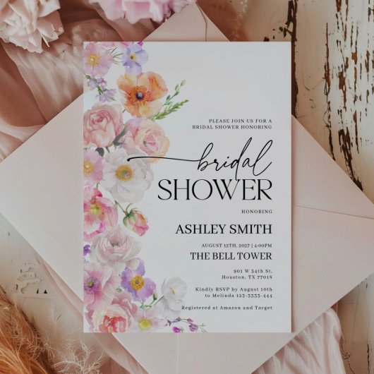 Colorful Floral Bridal Shower Uitnodiging