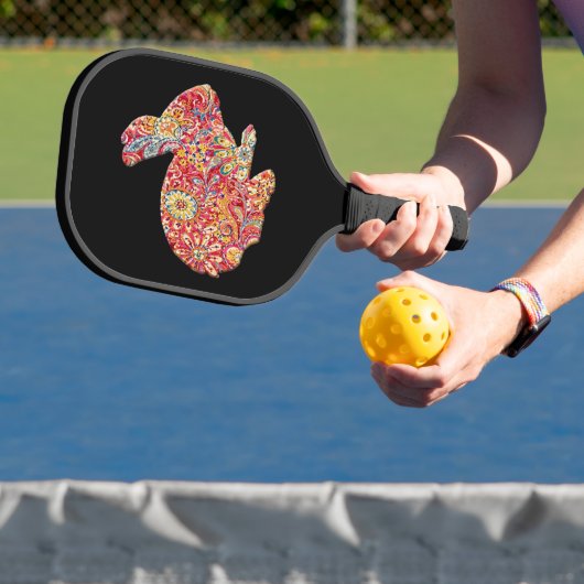 Colorful Floral Bunny Rabbit Pickleball Paddle (Insitu)