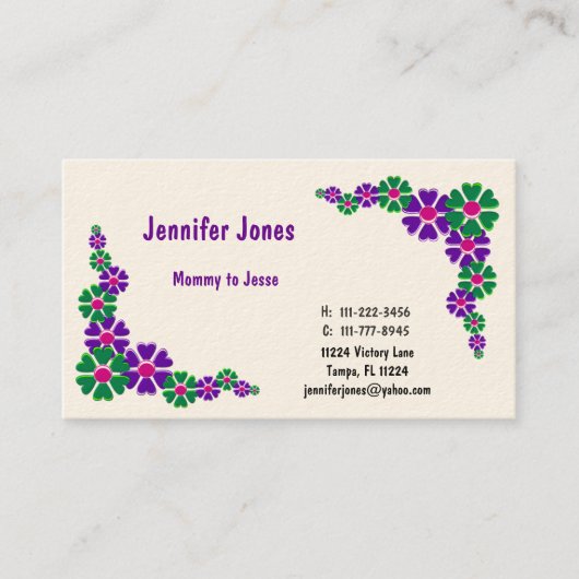 Colorful Floral Calling Card Contactkaartje (Voorkant)