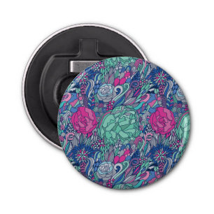 Colorful Floral Doodle Pattern Button Flesopener