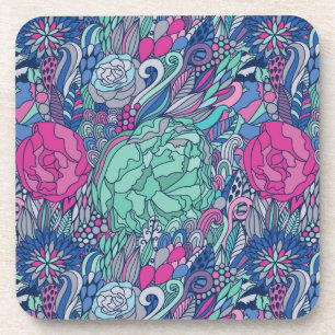 Colorful Floral Doodle Pattern Drankjes Onderzetter