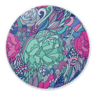 Colorful Floral Doodle Pattern Keramische Knop