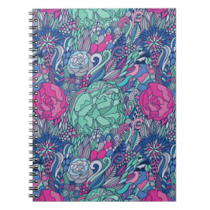 Colorful Floral Doodle Pattern Notitieboek