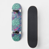 Colorful Floral Doodle Pattern Skateboard (Voorkant)