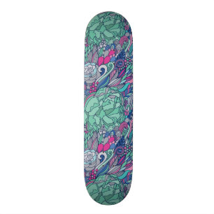 Colorful Floral Doodle Pattern Skateboard