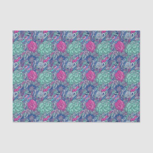 Colorful Floral Doodle Pattern Tissuepapier (Voorkant)