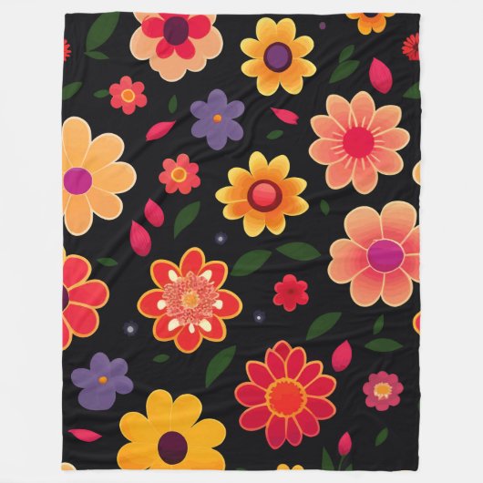 Colorful Floral Flowers Fleece Deken (Voorkant)