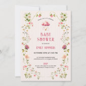 Colorful Floral Frame Baby Shower Invitation (Devant)