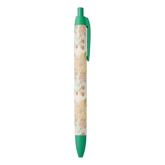 Colorful Floral Garden Pattern Zwarte Inkt Pen (Achterkant (Verticaal))