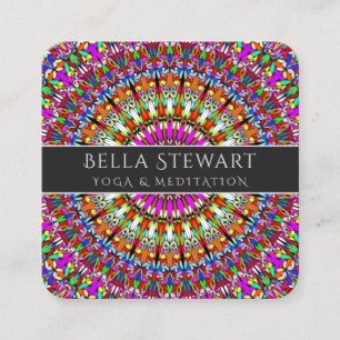 Colorful Floral Geometric Mandala Vierkante Visitekaartje